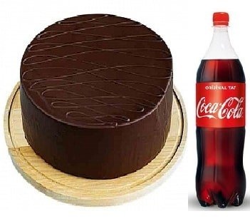 9-12 Kişilik Sade Klasik Çikolatalı Pasta & 1 Lt Cola